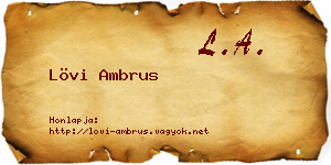 Lövi Ambrus névjegykártya